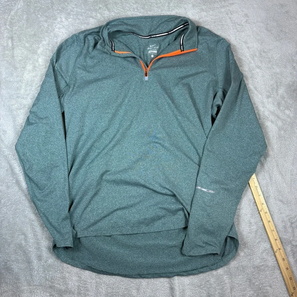 Nike Sweater Mens L Dri-FIT Half Zip Running Pullover Teal‎ Orange 717404-349